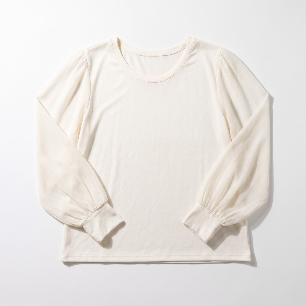 Banana Republic XXL Cream Sheer Puff Sleeve Blouse Top Minimalist Coastal